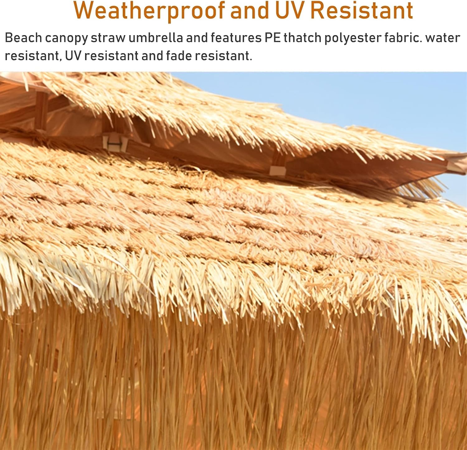 Garten Parasole 9ft 2-Tiers Strohstrand Regenschirm mit Kurbelgriff, Hochleistungs-wasserdichte Markttisch Parasol für Garten, Terrasse, Rasen, Hinterhof, Schwimmbad und Balkon im Freien Parasole