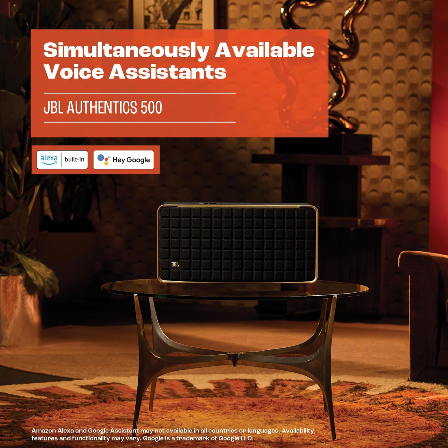 JBL Authentics 200 Smart Home Lautsprecher – 70er Jahre Retro-Design Bluetooth Box – Mit Quadrex Grill, Google Assistant, Alexa, AirPlay und JBL One App – Schwarz