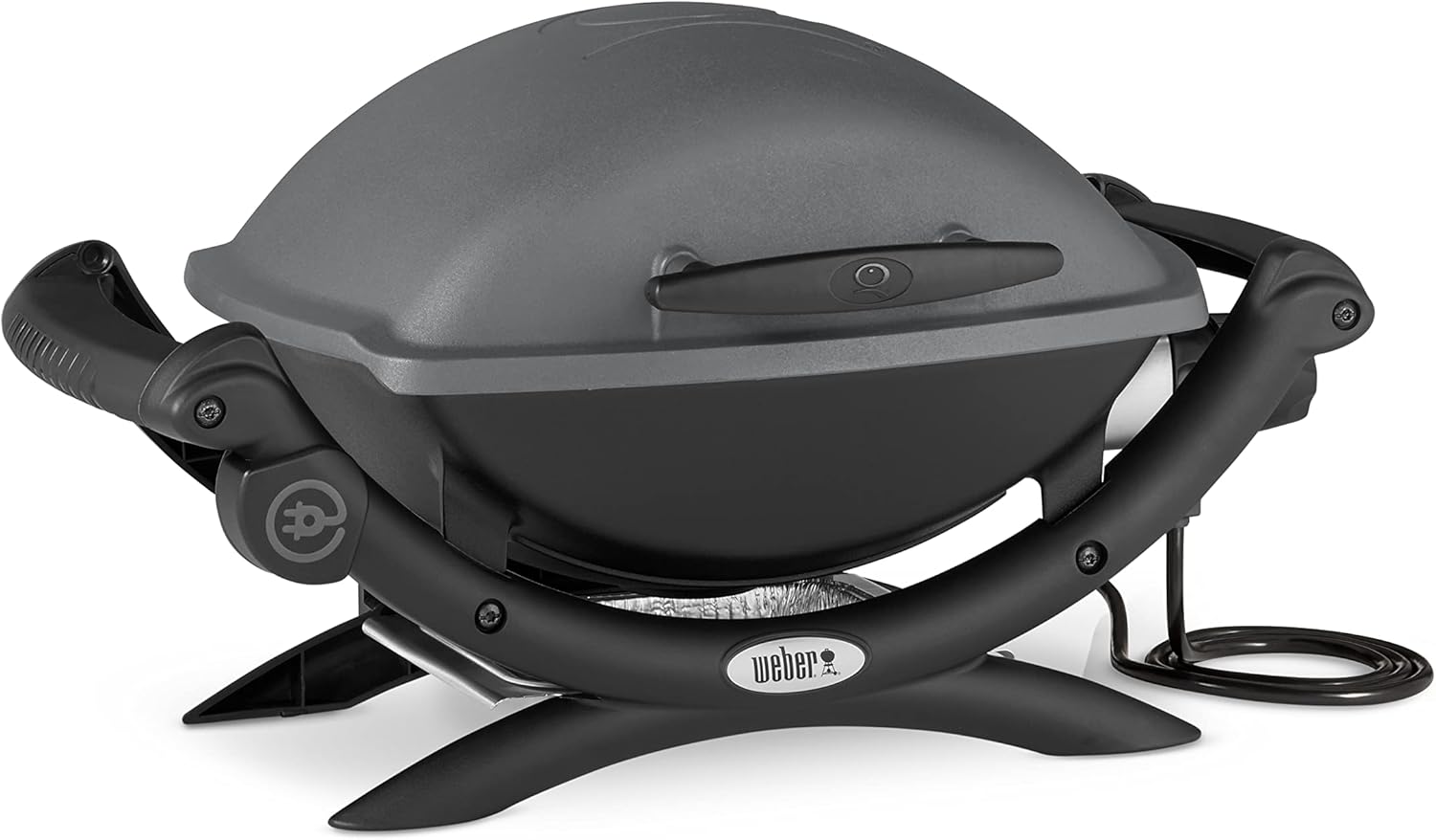 Weber Q1400 Elektrogrill, 43 x 32cm Grillfäche, portabler BBQ Grill, 2-geteilter porzellanemaillierter Guss-Grillrost, Aluminiumguss Deckel & Gehäuse - Dark Grey (52020079)