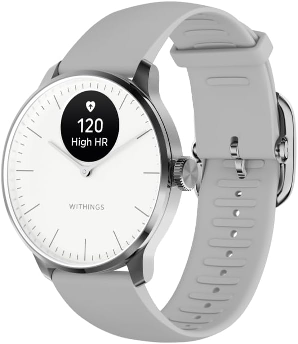 Withings ScanWatch Light – Hybrid Smartwatch, 24/7 Herzüberwachung, Aktivitätstracking, Zyklusverfolgung, Schlafüberwachung, Connected GPS, 30 Tage Akkulaufzeit, Android & kompatibel