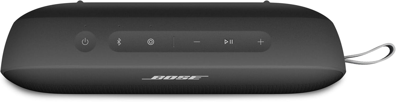 Bose SoundLink Flex Tragbarer Bluetooth-Lautsprecher (2. Gen.), Tragbarer Außen-Lautsprecher mit naturgetreuem Klang, bis zu 12 Stunden Akkulaufzeit, staubdicht und wasserdicht, Schwarz