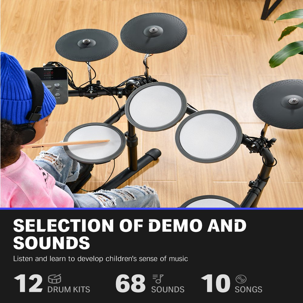 Donner Electric Drum Set For Kids Beginner, 68+ Sounds, Quiet Mesh Pad