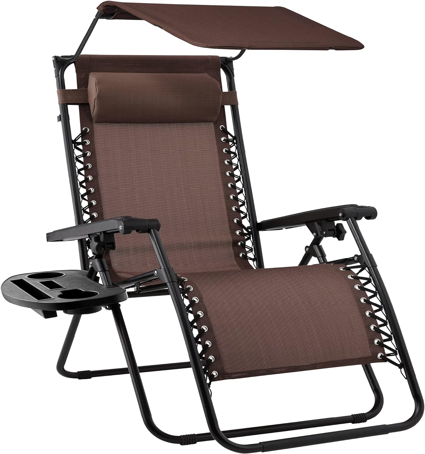 Best Choice Products Folding Zero Gravity Recliner Patio Lounge Chair Adjustable Canopy Shade
