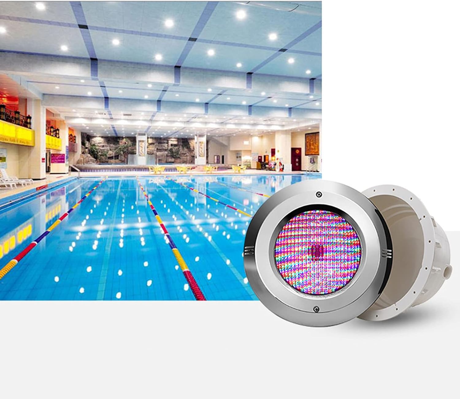 Led Poolscheinwerfer mit Nische PAR56 Edelstahlmaterial 12V AC IP68 Versenkte Unterwasserlampe für Schwimmbad mit Folientyp 100% Wasserdicht (Color : RGB+remote control, Size : 24W)