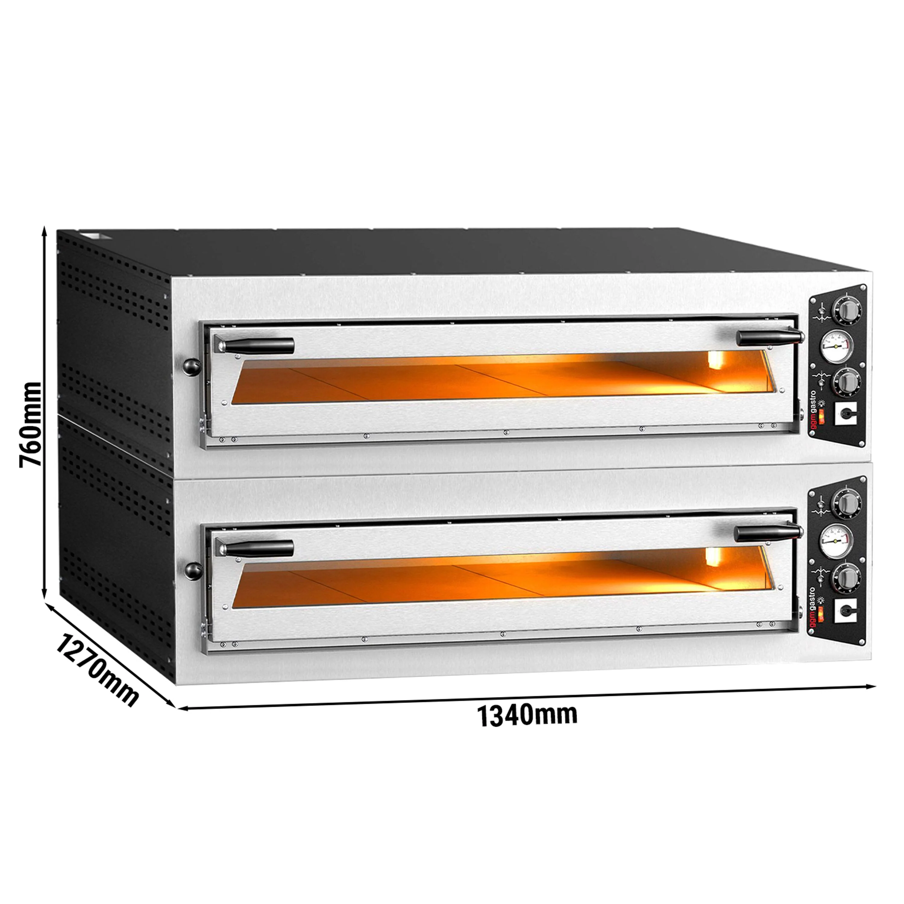 (2 stk.) Elektrisk pizzaovn �C 9 + 9 x 34 cm (bred) �C Manuell