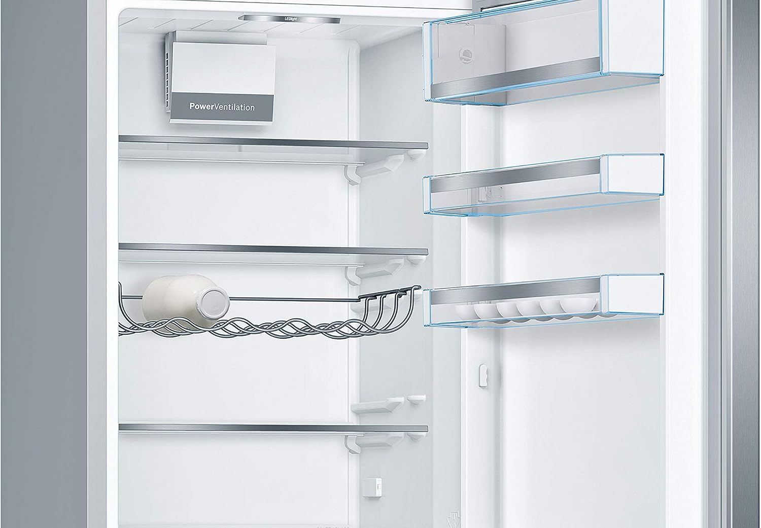 Bosch KGE398IBP Série 6 - Réfrigérateur combiné, pose-libre, éclairage LED | 201 x 60 cm, Inox anti-traces, technologie LowFrost, Clayette coulissante Easy Access, alarme de porte ouverte