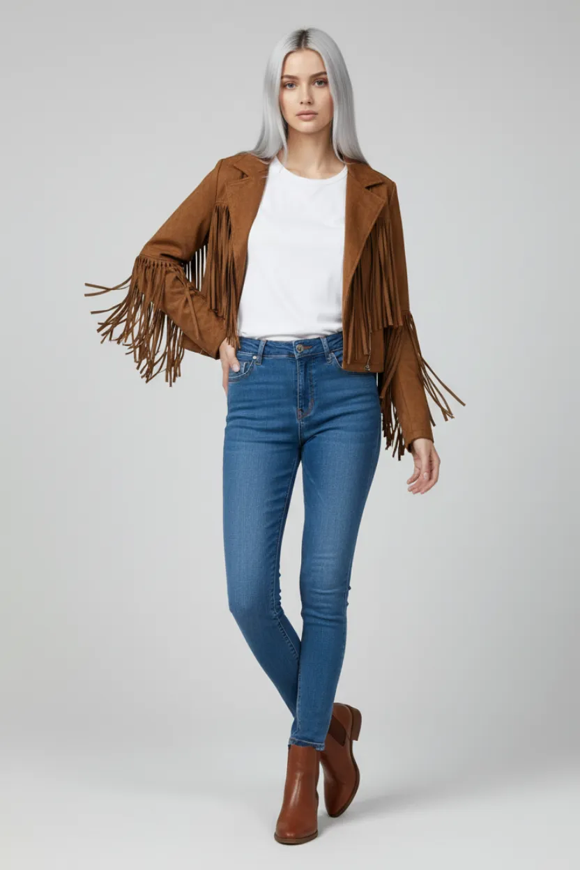 Tassel Fringe Suede Short Jacket