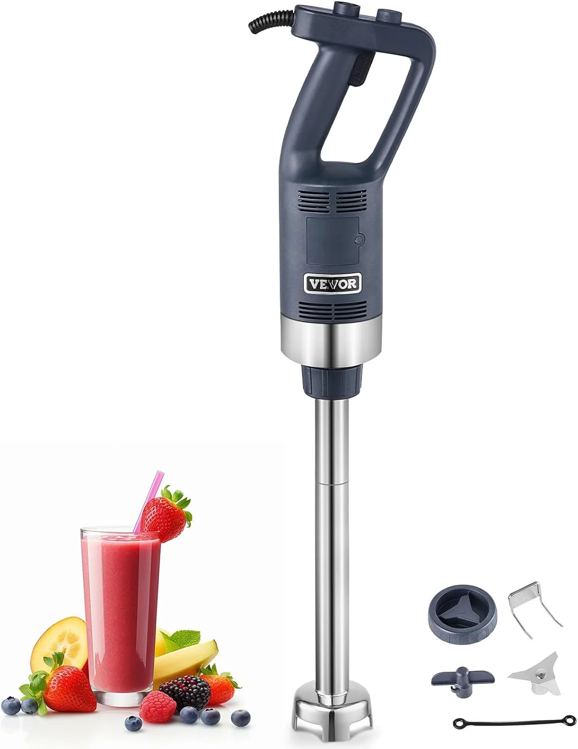 VEVOR Commercial Immersion Blender. 750W 20 Heavy Duty Hand Mixer. Variable Speed Kitchen Stick Mixer with 304 Stainless Steel Blade. Multi-Purpose Portable Mixer for Soup. Smoothie. Puree. Baby Food