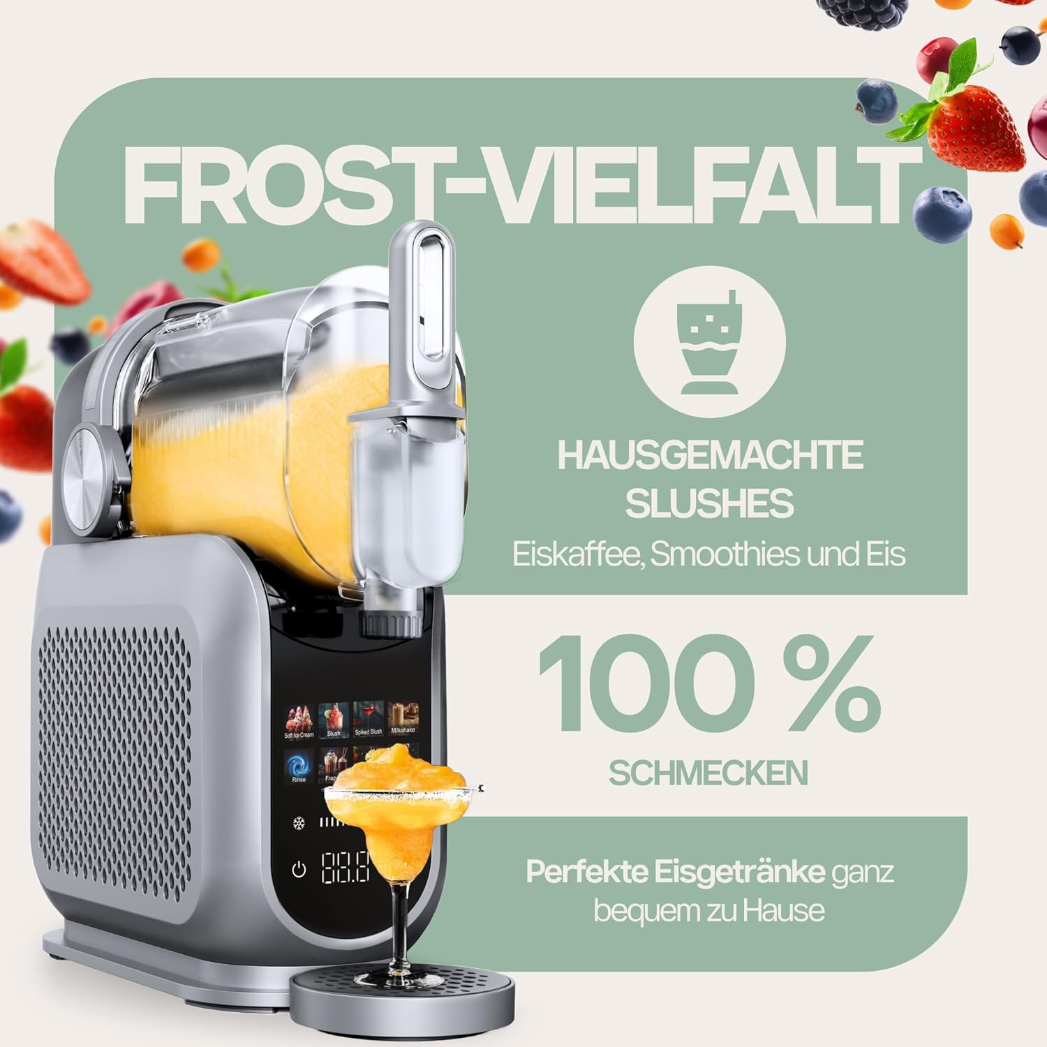 4Swiss Eismaschine Selbstkühlend Eis Maschine Speiseeisbereiter Speiseeismaschine mit Kompressor Icecream für Milchshake Slush Slushie Granita Ice Cream Joghurtmaschine Zuhause Eisbereiter - SM026