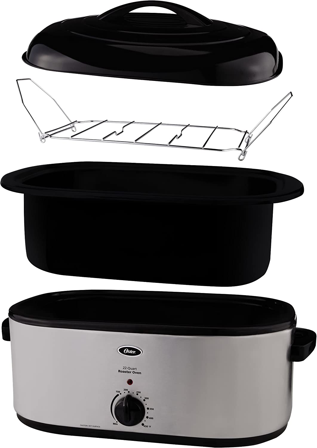 Oster 22-Quart Stainless Steel Roaster Oven with Temperature Control and Removable Rack