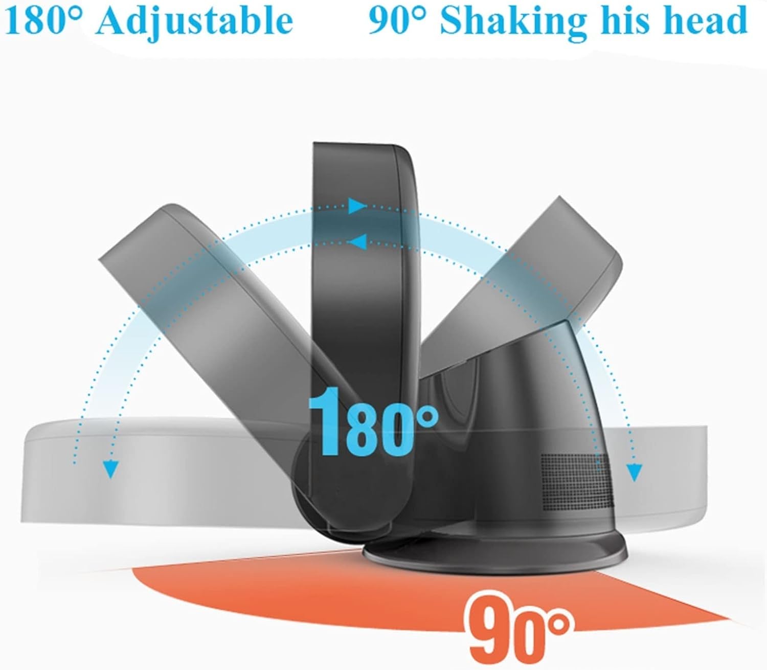 Ventilator ohne Flügel, Wandmontage, Schreibtischventilator mit Fernbedienung, Timer, 26 W, faltbarer Ventilator ohne Blätter, ultra-leise, 7 Geschwindigkeitsstufen (Farbe: Schwarz, Größe: 34