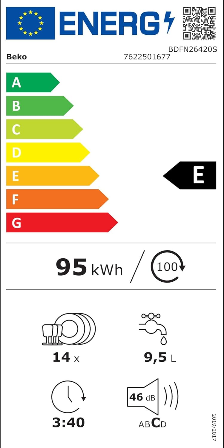 Beko BDFN26420W b300 freistehender Geschirrspüler, unterbaufhig, Platz für 14 Magedecke, Pro  Inverter Motor, TrayWash, HygieneIntense, 6 Programme, WaterSafe+, Wei