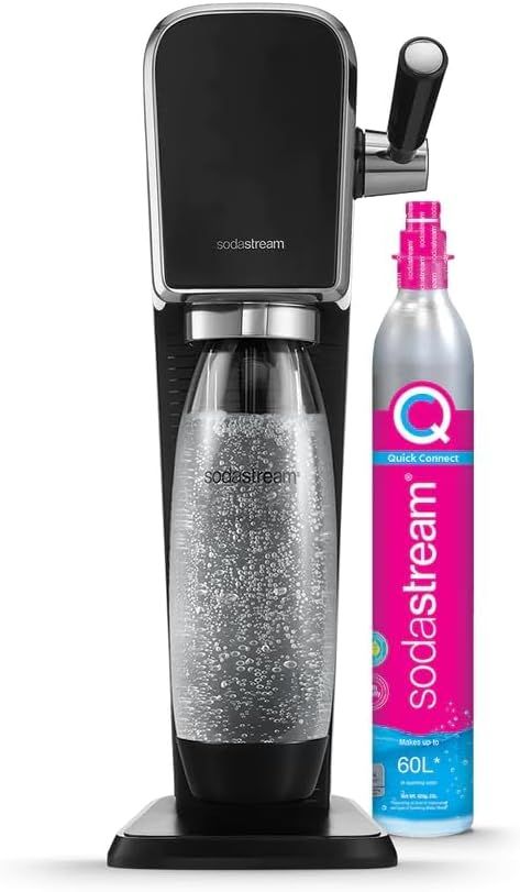 Sodastream ART Black Sparkling Water Maker with Quick Connect CO2 and Reusable Bottle