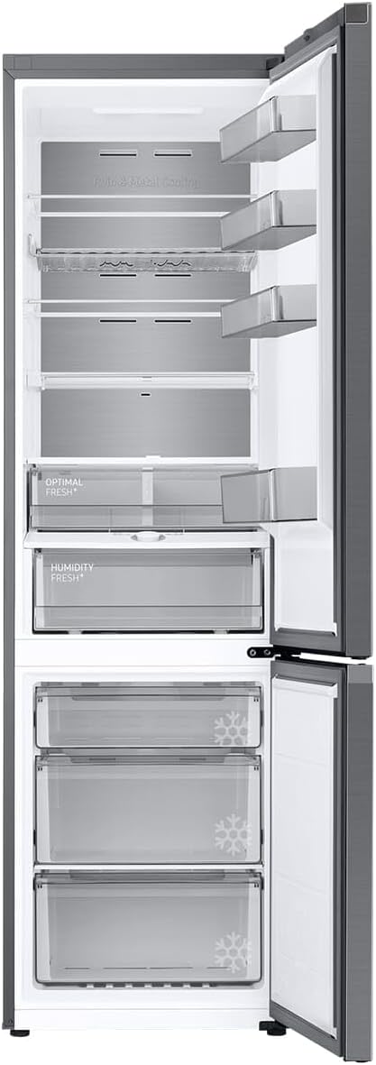 Samsung RL38A776ASR/EG Bespoke Kühl-/Gefrierkombination, 203 cm, 387 ℓ, 35 dB(A), Space Max Technologie, Twin Cooling+, Cool Select+, Metal Cooling, No Frost+, Edelstahl Look