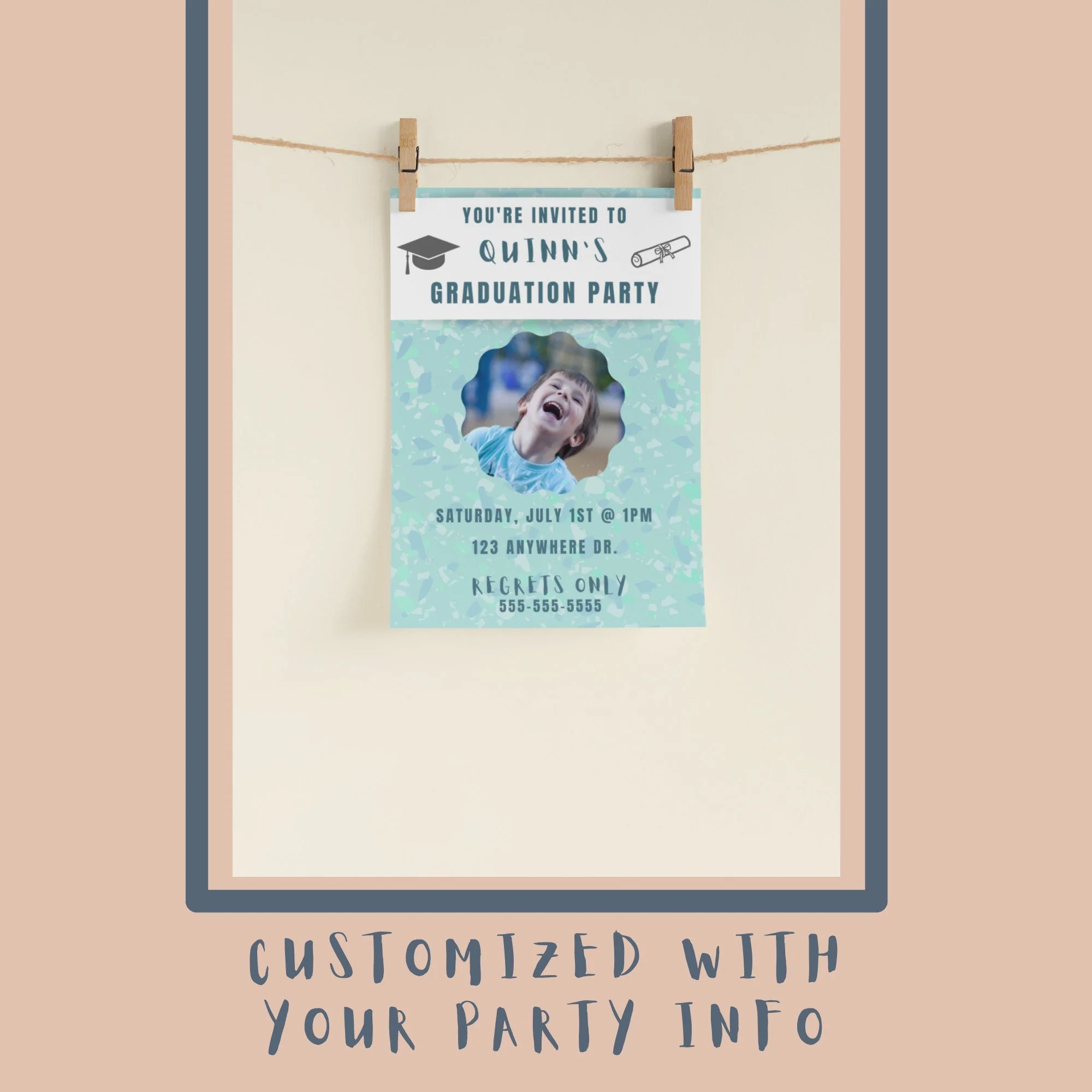 Kid's Graduation Party Invitation Template, Children's Graduation Party Invitation, Elementary Graduation Party Invitation