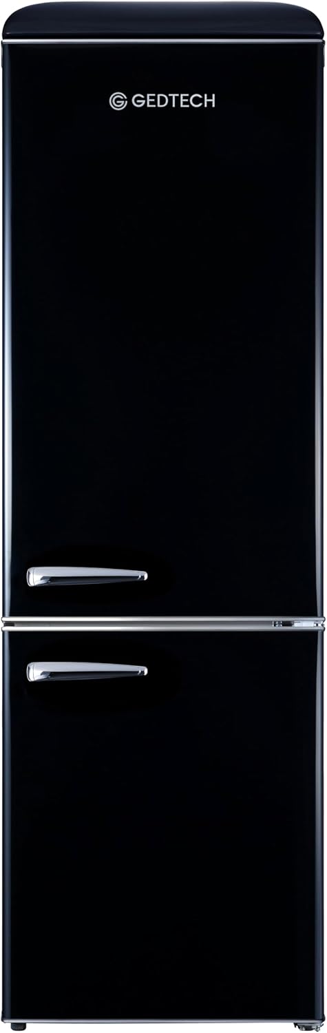 GEDTECH Refrigerateur combiné vintage GCBV310BL - Couleur Noir - Capacité 310 L - Classe E
