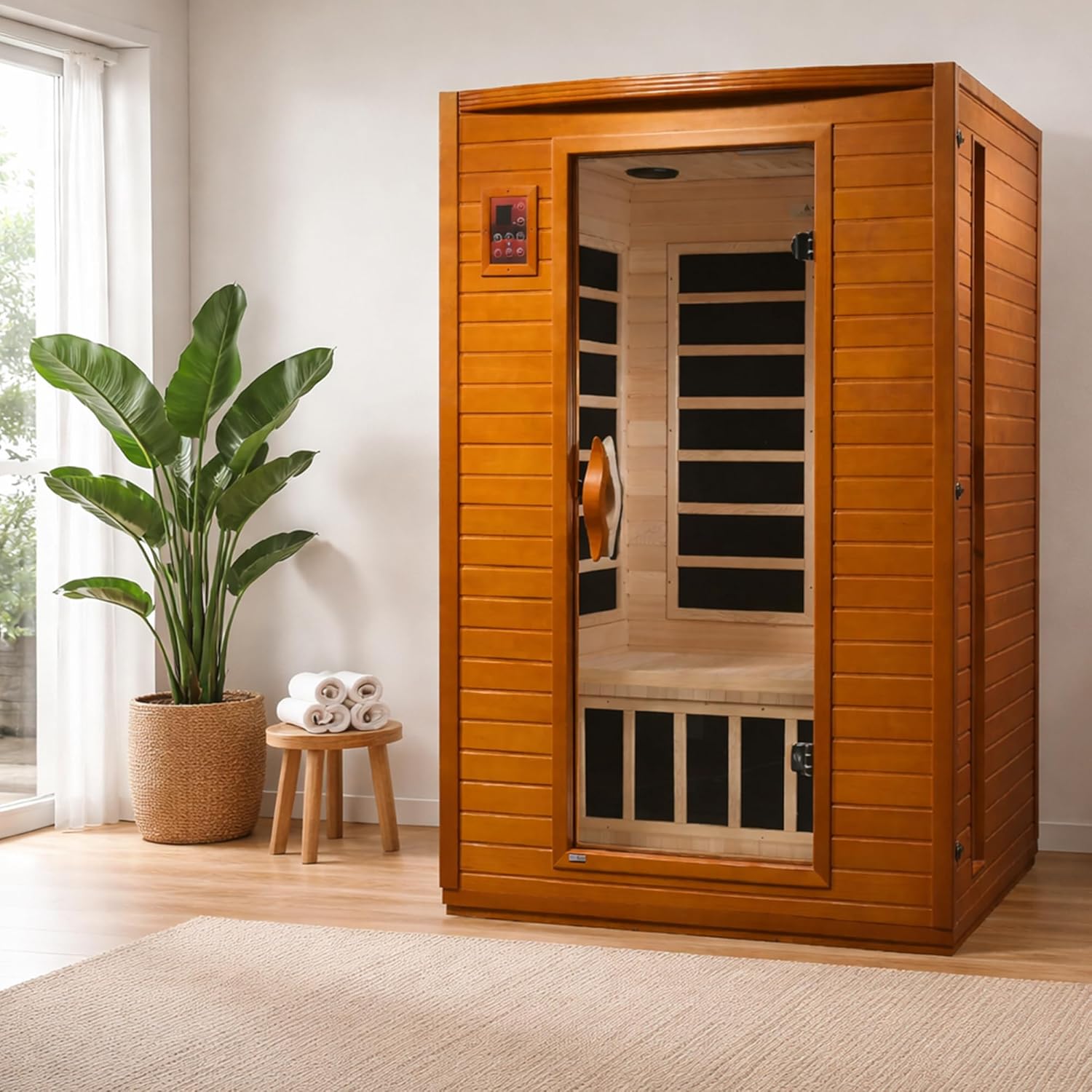 DYNAMIC SAUNAS Andora 2-Person Low EMF FAR Infrared Sauna with Red Light Therapy & Bluetooth Speakers | Personal Indoor Dry Heat Sauna for Home & Gym �C Made from Canadian Hemlock