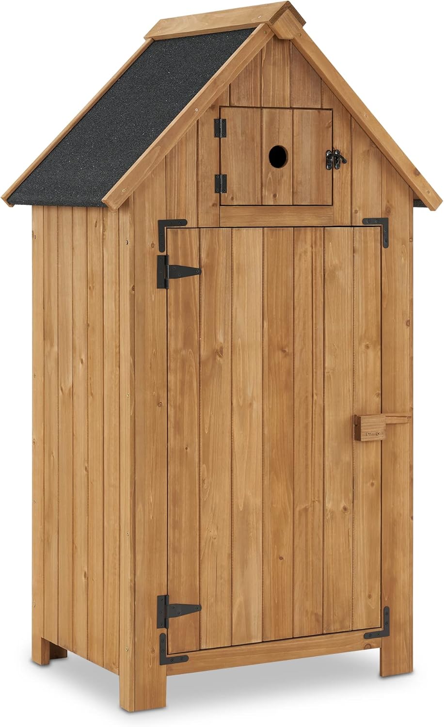 M MCombo Gartenschrank Holz Klein, Outdoor Gartenhaus Gerätehaus Wetterfest, für Balkon & Terrasse, 0733, 77×54×137cm (Natur)