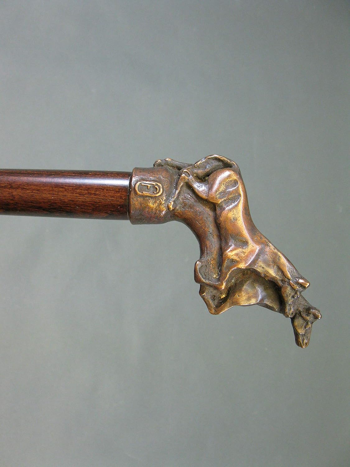Holz Gehstock mit Bronze Griff Pferde Spazierstock 97 cm Wanderstock Walking Stick