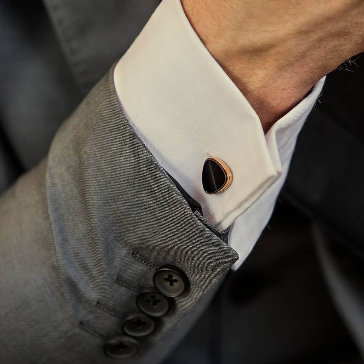 Avant Garde Preston Rose Gold plated Cufflinks with Black-Onyx Inset