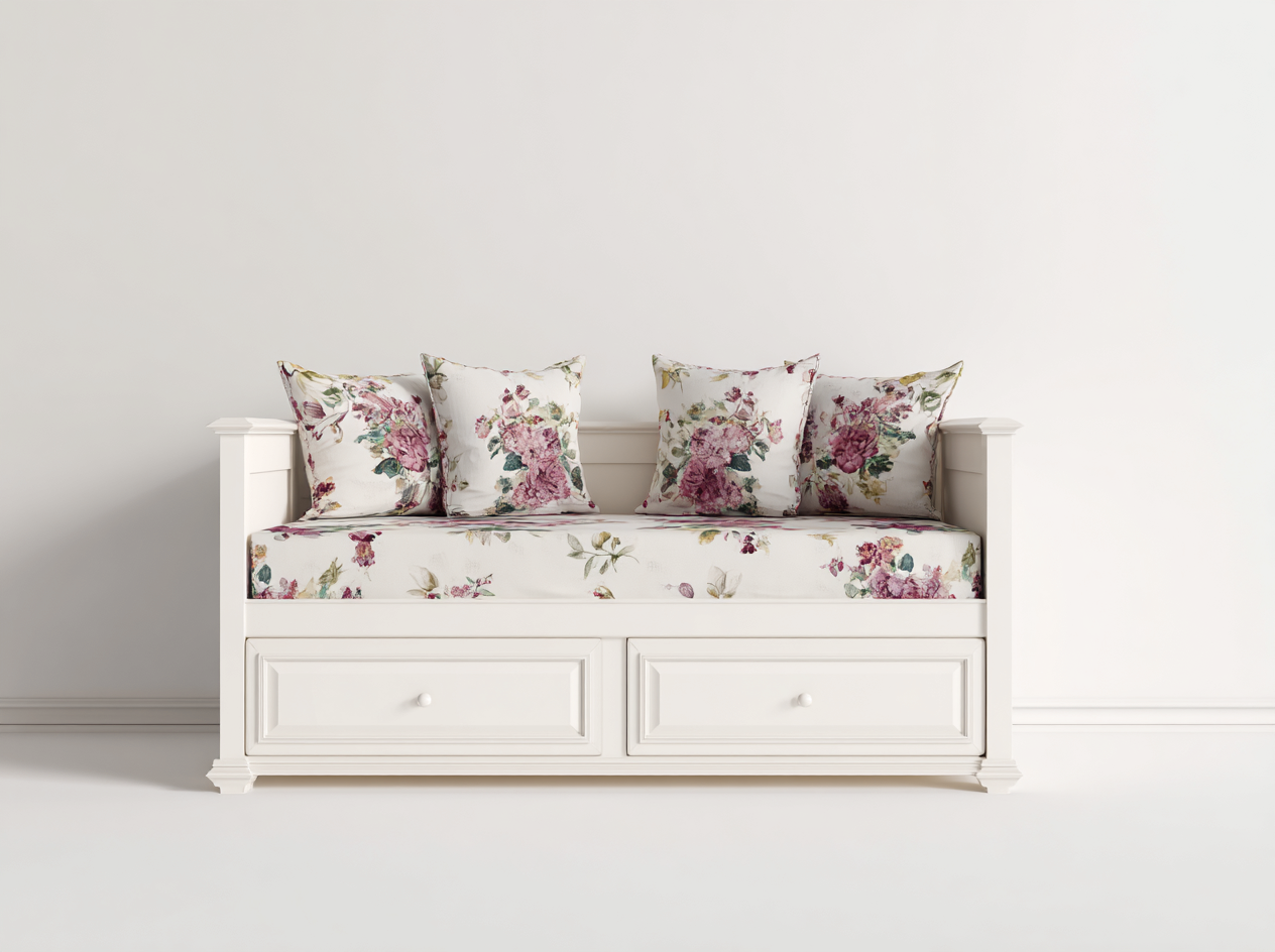 Schlafsofa-Holz-206 x 94 x 87 cm-Weiß-Landhausstil