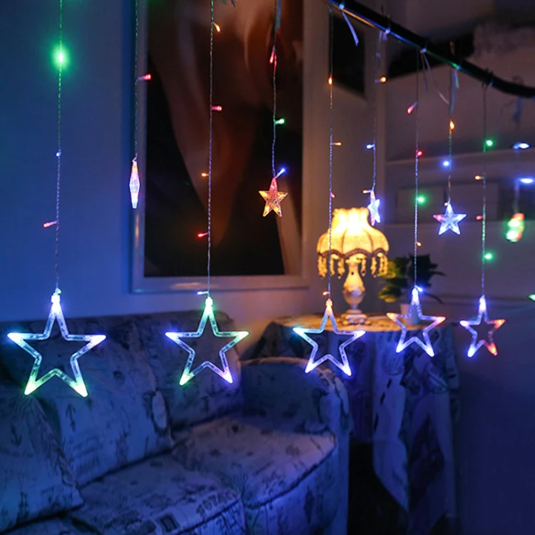 220V EU Plug LED Star Light Christmas lights Indoor/Outdoor Decorative Love Curtains Lamp For Holiday Wedding Party lighting