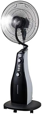SHE SHE40ST2001SMF Spühnebel-Ventilator, Kühlfunktion, Wasserkühlung, Stehventilator, 80 Watt, 3 Geschwindigkeitsstufen, Schwenkfunktion, Timerfunktion, Elegantes Design - Schwarz