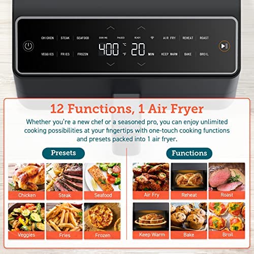 6.8-Qt. Air Fryer with Dual Heating and Smart Temperature Control