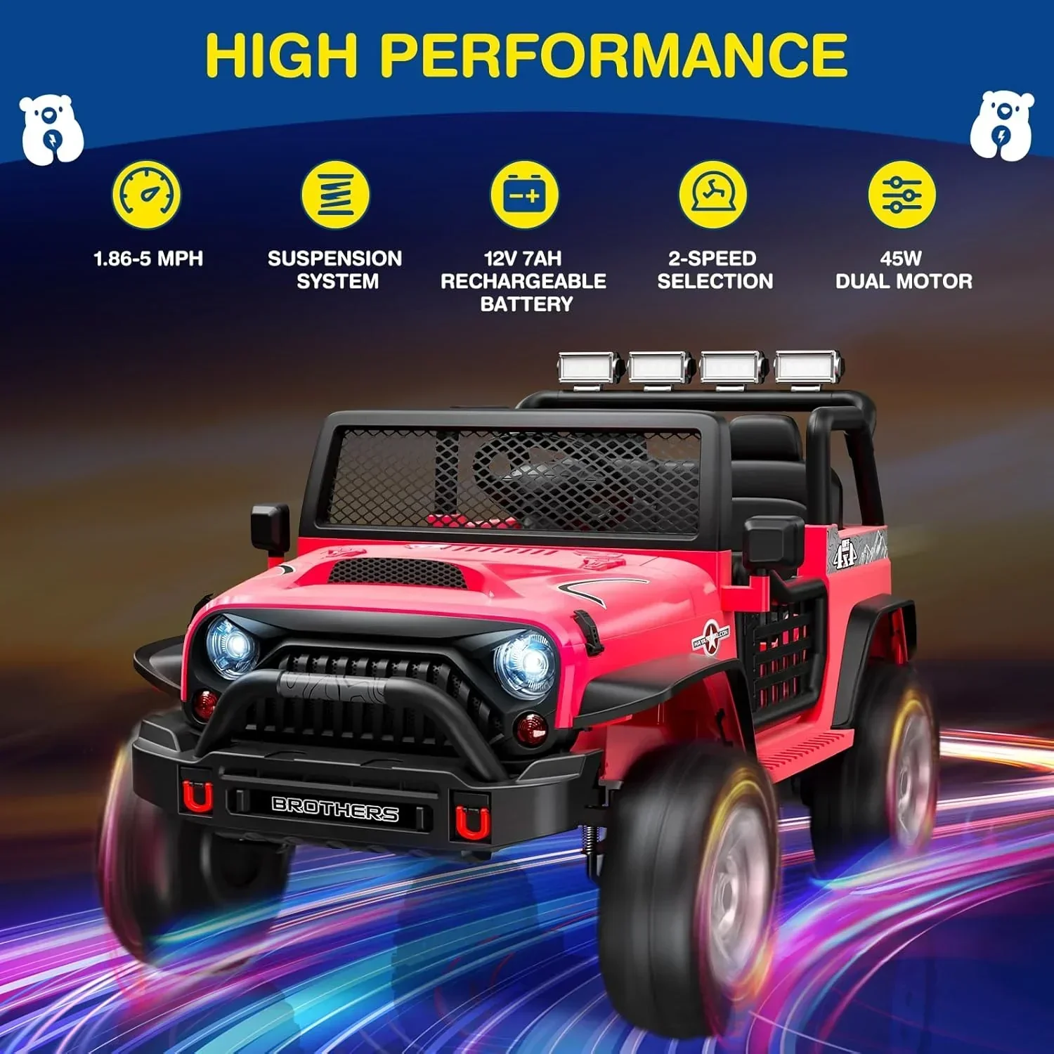 L8 Ride On Car 2 Seater 12V Kids Electric Car Remote Control 4-Wheel Suspension Bluetooth Speaker