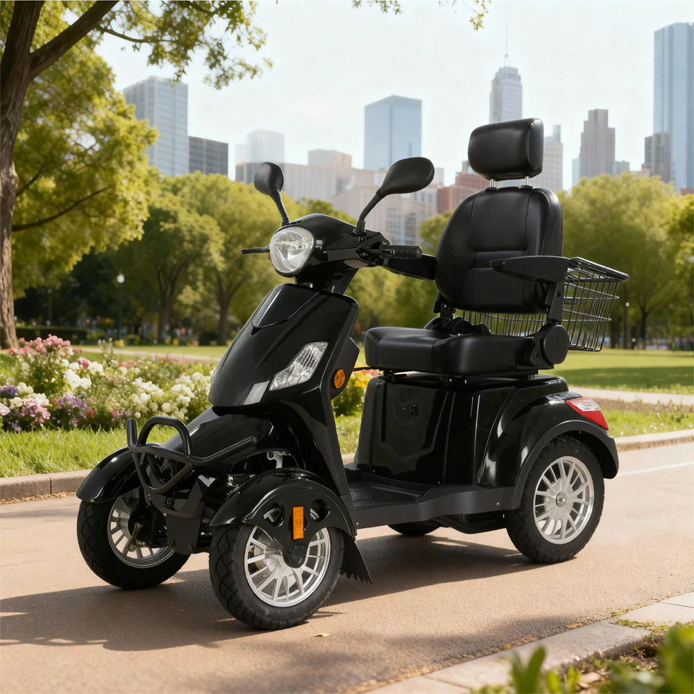 4-Wheel Electric Mobility Scooter with 3 Selectable Speed Modes and 500W Motor, 150kg Max Load