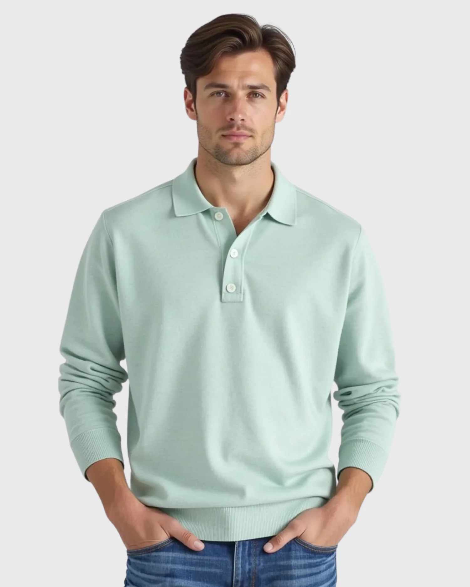 Langarm-Poloshirt f��r Herren mit Knopfleiste
