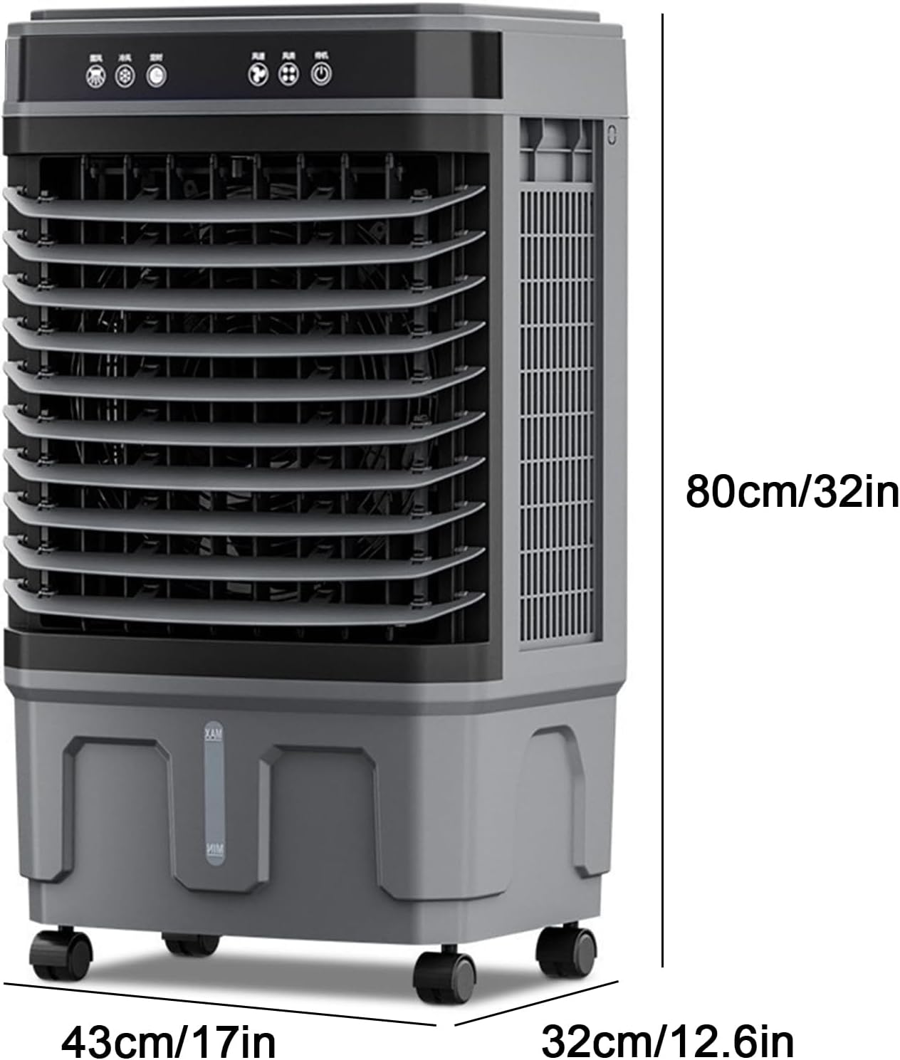 Tragbare Klimaanlage, Verdunstungskühler, großer Wassertank mit 40 l, Fernbedienung, 12-Stunden-Timer, energieeffiziente mobile Klimaanlage (Größe: 43 x 32 x 80 cm/17 x 12,6 x 32 Zoll)