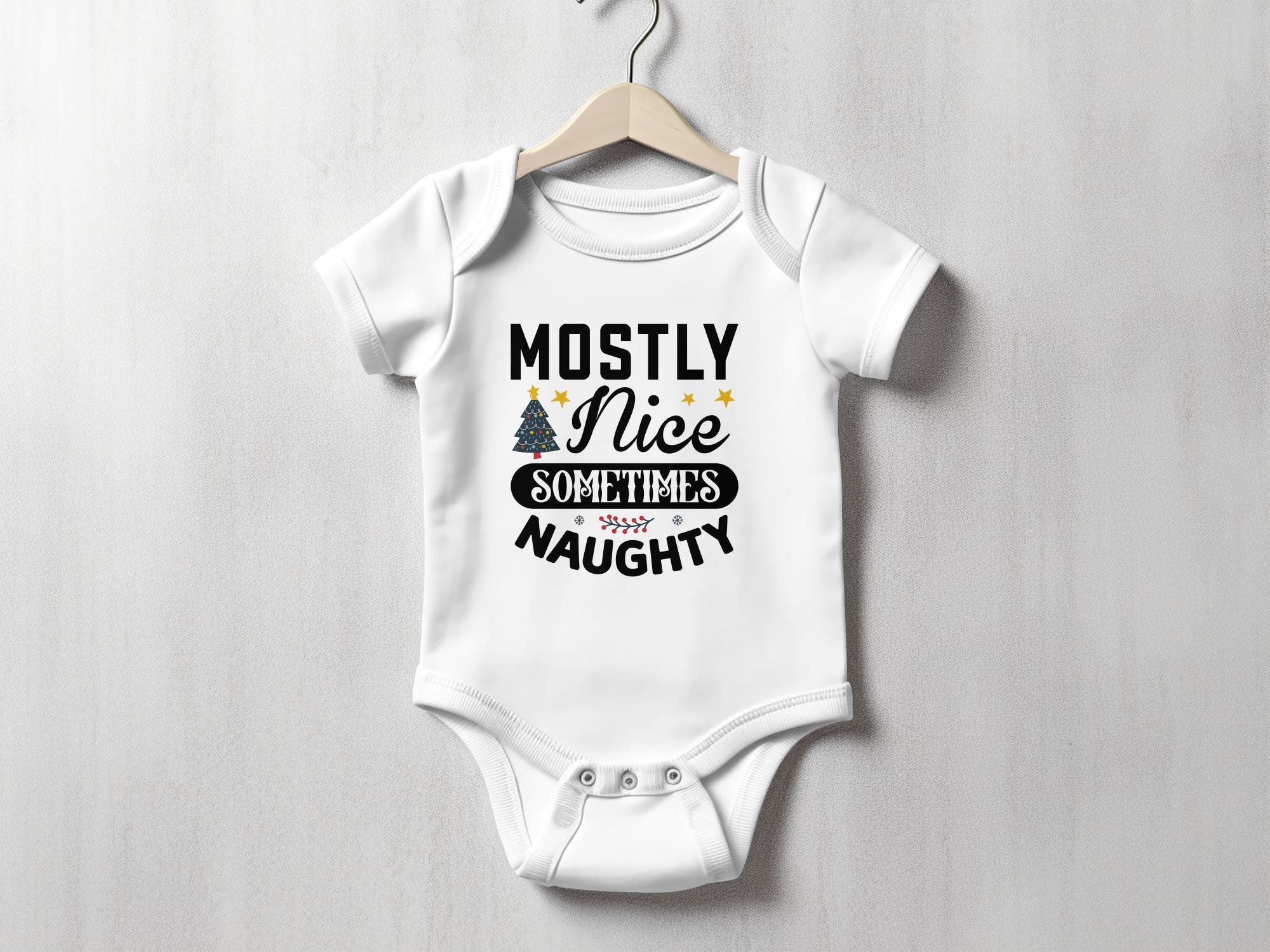Mostly Nice Sometimes Naughty Baby Shirt, Funny Toddler Christmas Shirt, Funny Baby Christmas Gift