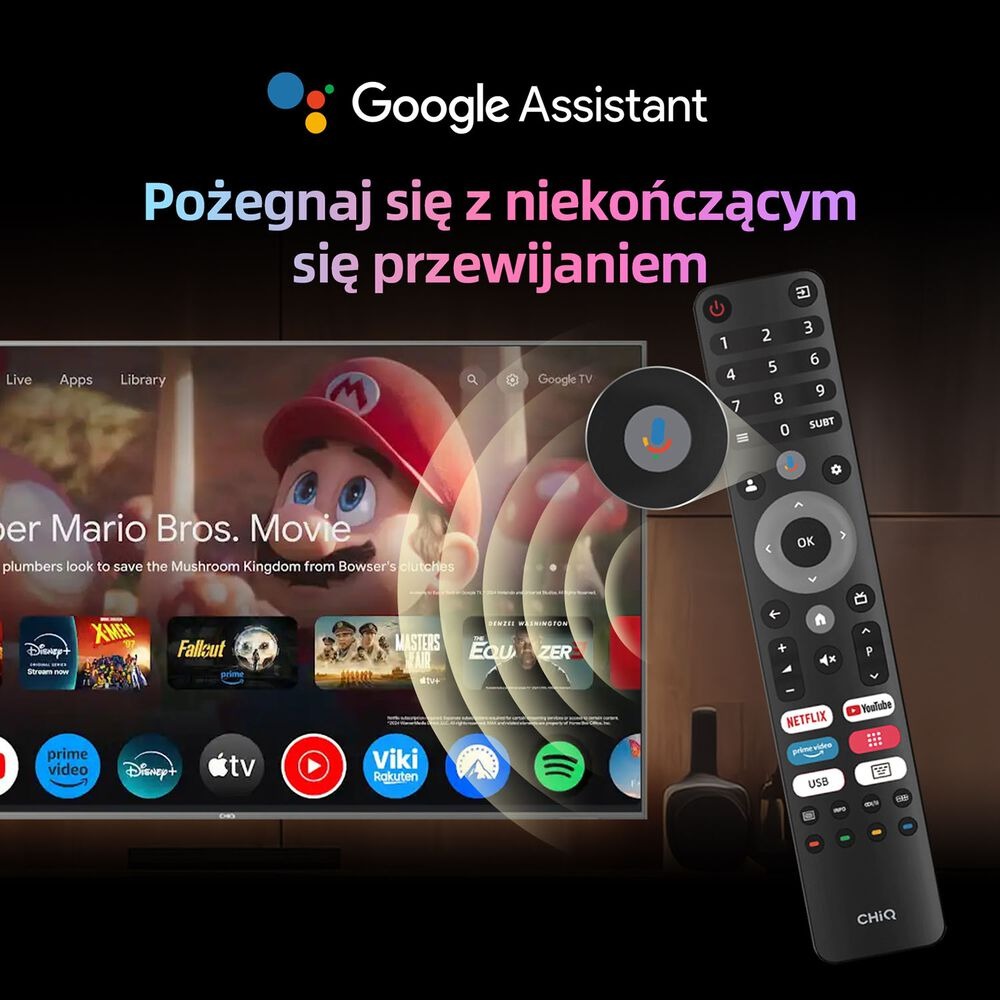 Telewizor 55” CHiQ U55QM9, bezramkowy, 4K Ultra HD, Google TV