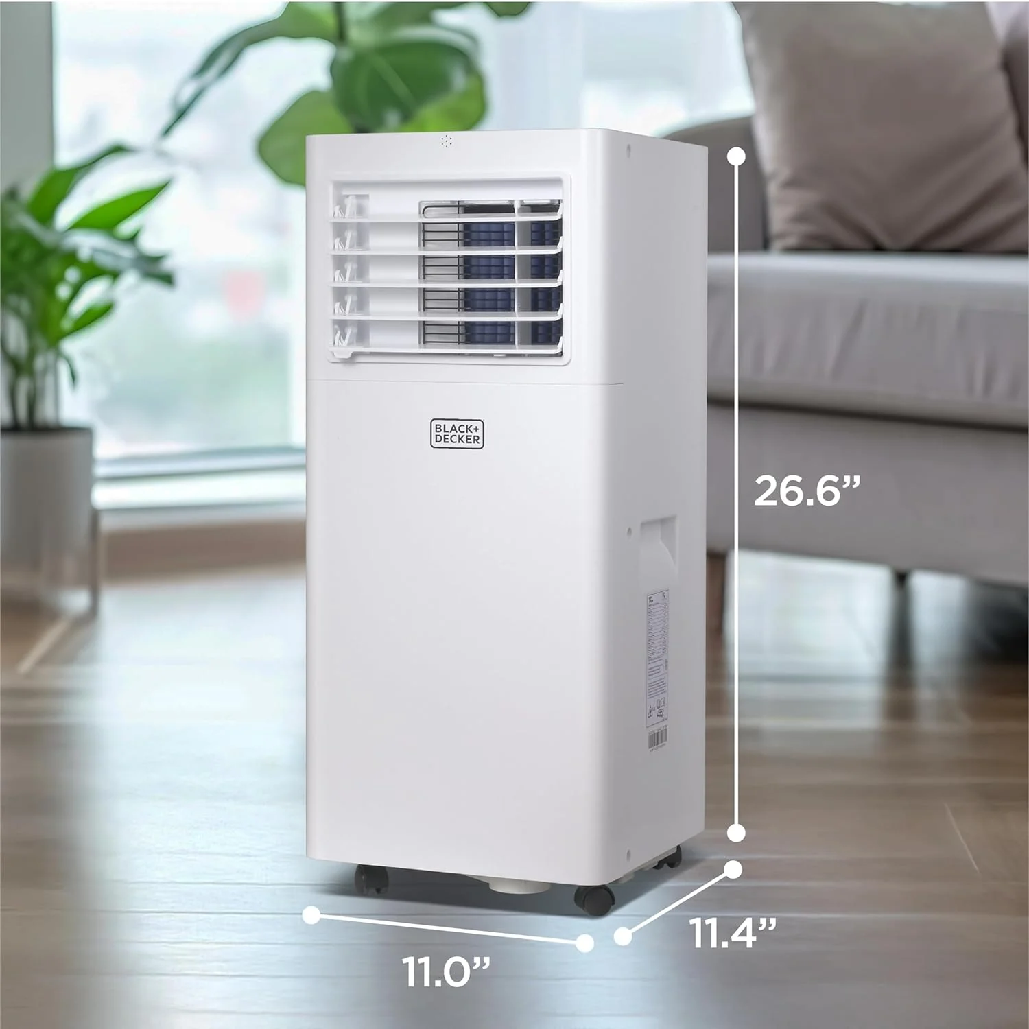 BLACK+DECKER Portable Air Conditioner, 8,500 BTU (5,100 BTU SACC) for Rooms Up To 350 Sq. Ft., Portable AC with Full Function Remote Control & Window Kit, BPACT05SM, White