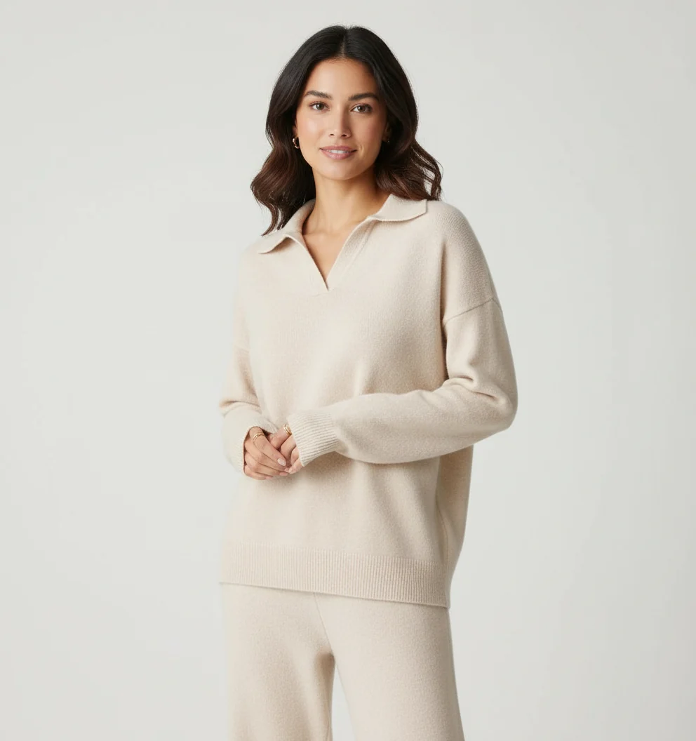 Lounge Set Damen Zweiteiler | Weicher Hausanzug mit Kaschmir | Bequemes Set f��r Freizeit und Zuhause | Entspannte Passform