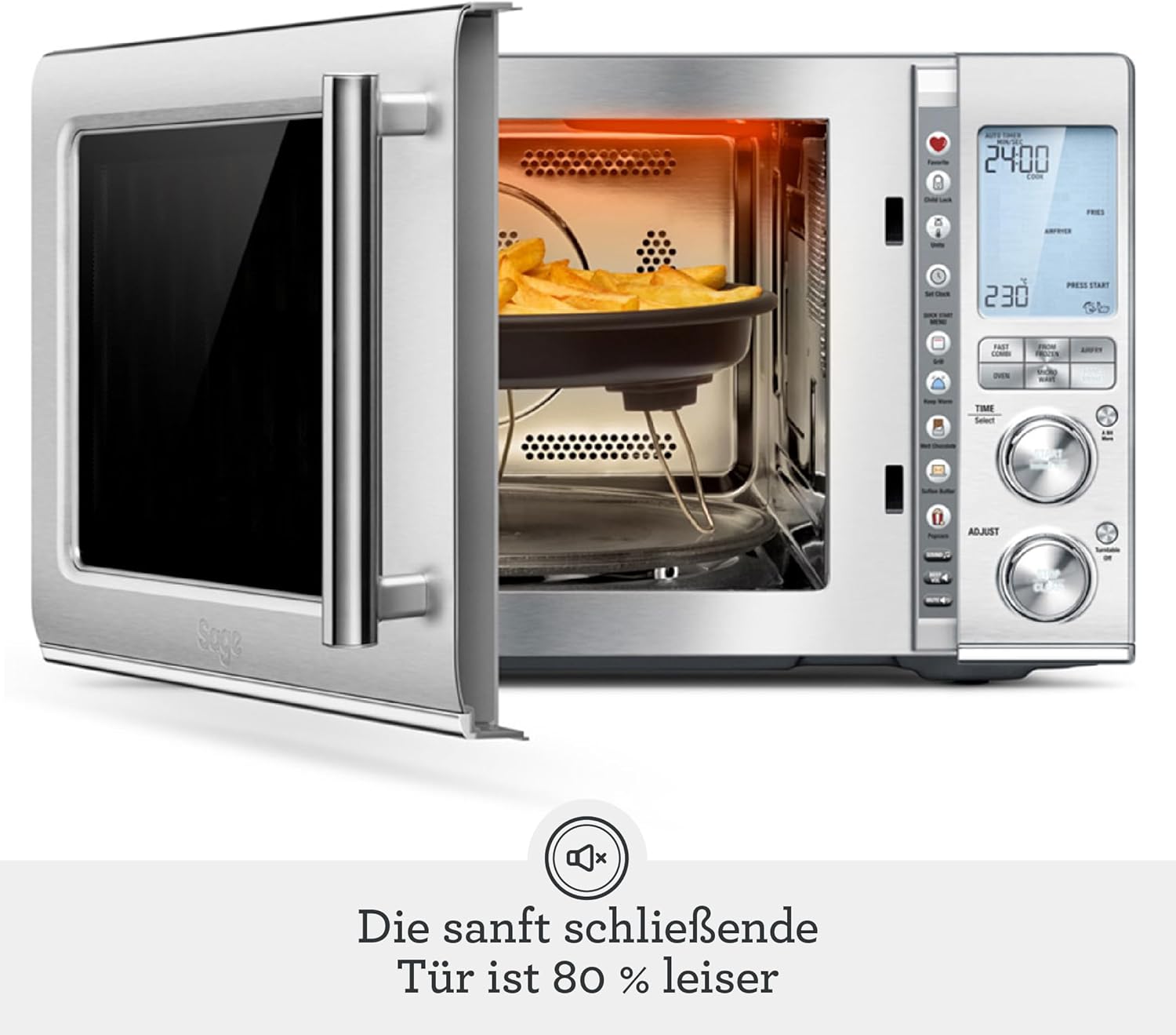 Sage - The Combi Wave 3 in 1 - Heißluftfritteuse, Konvektionsofen und Mikrowelle - Gebürsteter Edelstahl
