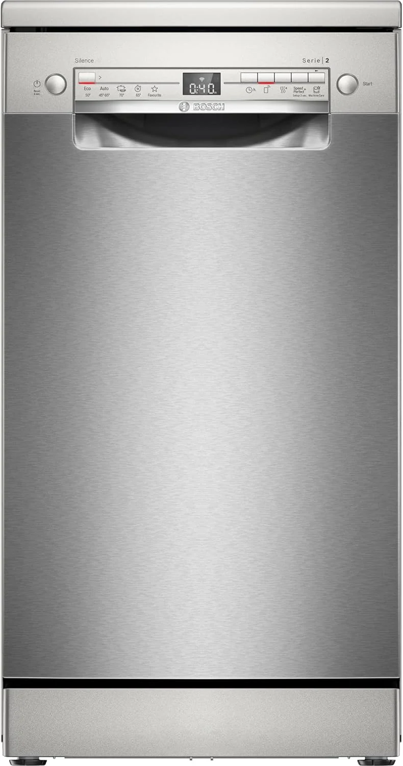 Bosch SPV2IKX10E Serie 2 Slimme inbouwvaatwasser, 45 cm breed, met bestekkorf, Extra Dry-functie met ����n druk op de knop, InfoLight rode lichtspot op de vloer, AquaStop-bescherming tegen waterschade, Wit
