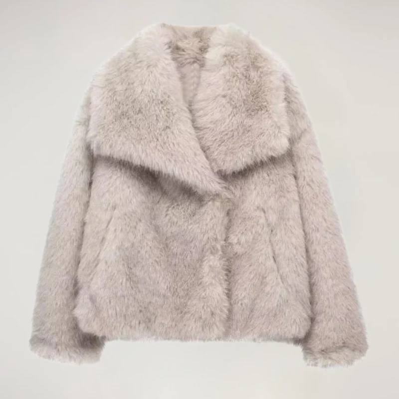 Eleganter Fake Fur Wintermantel f��r Damen
