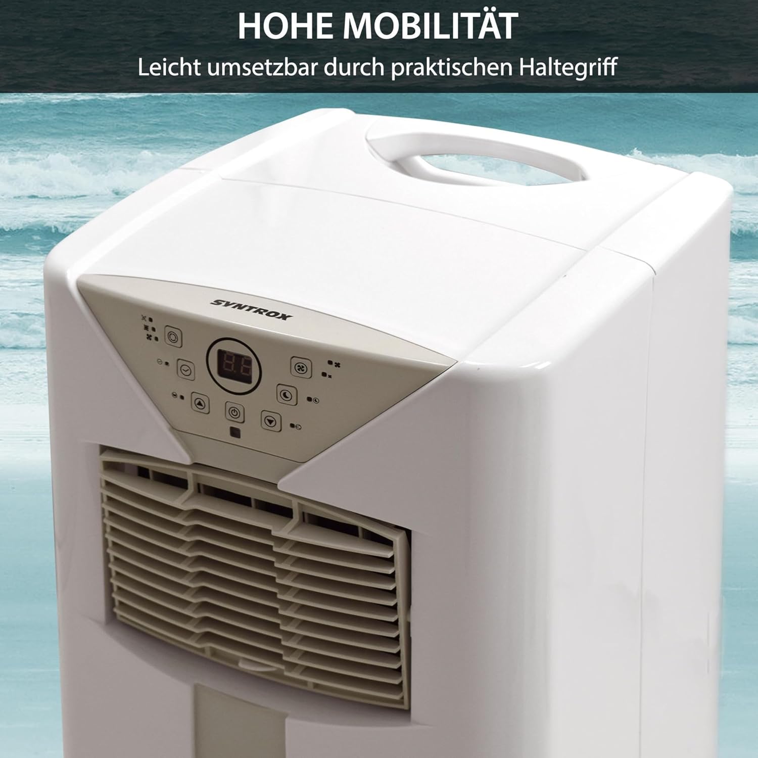 Syntrox 9000 BTU Mobiles Klimagerät Fresco | Mobile Klimaanlage | Luftentfeuchter, mit Fernbedienung und Timer Funktion, Effiziente Kühlung, integrierter Schlaf-Modus