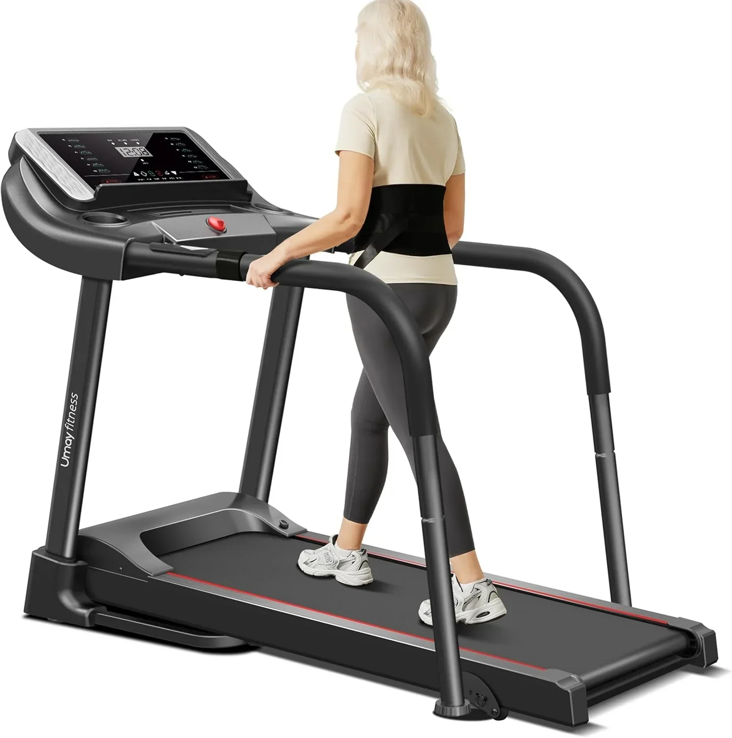 UMAY household folding tilt treadmill with heart rate sensor Low noise