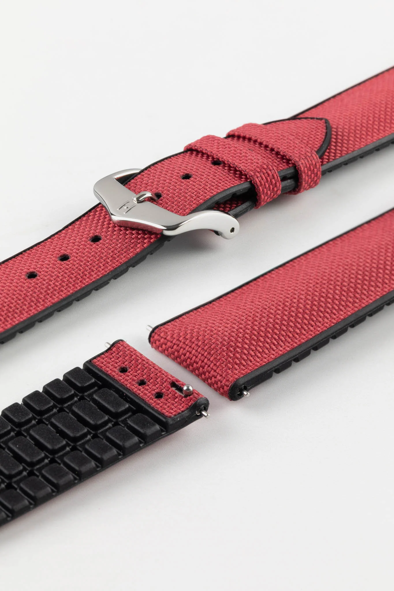 Hirsch ARNE Sailcloth Effect Performance Watch Strap - BURGUNDY