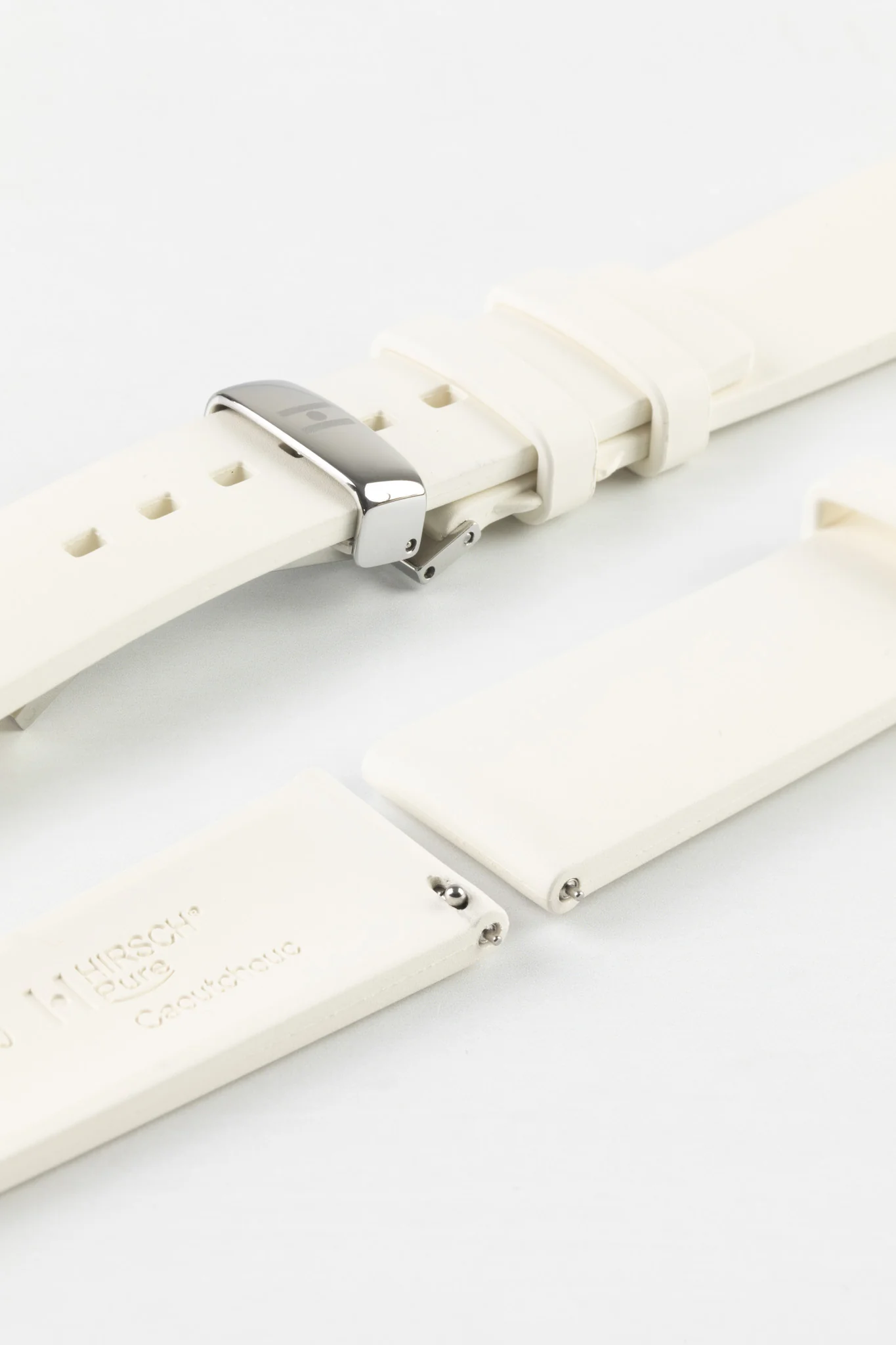 Hirsch PURE Natural Rubber Watch Strap in WHITE