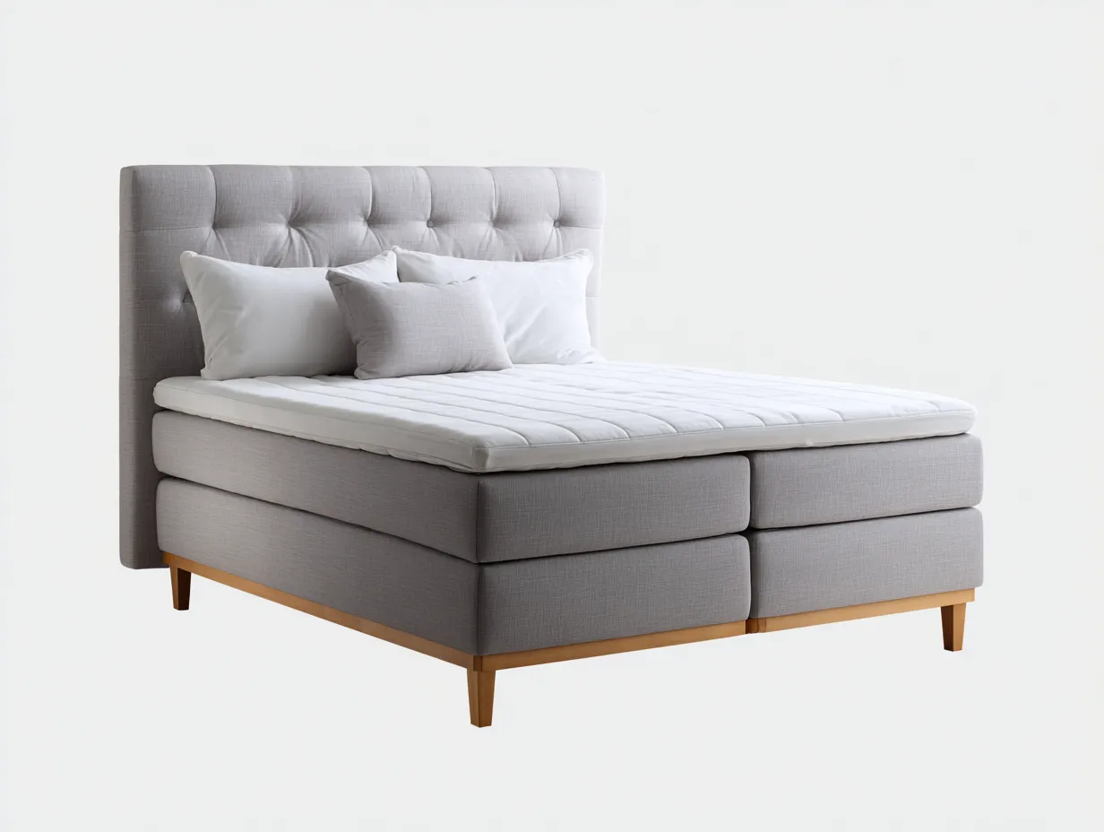 Doppelbett-Stoff-Holz-214x192x108 cm-Grau-Skandinavisch