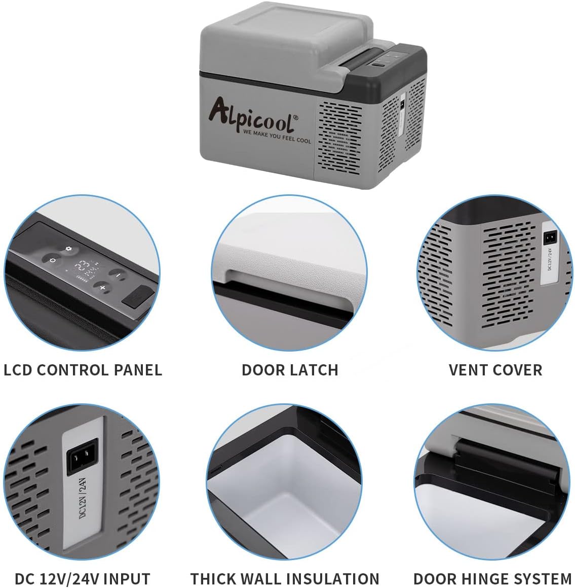 Alpicool C12 12L Cool Box 12 V Mini Fridge Electric Compressor Car Fridge Camping Freezer Box Small Portable for Car, Truck, Boat, RV with USB Connection