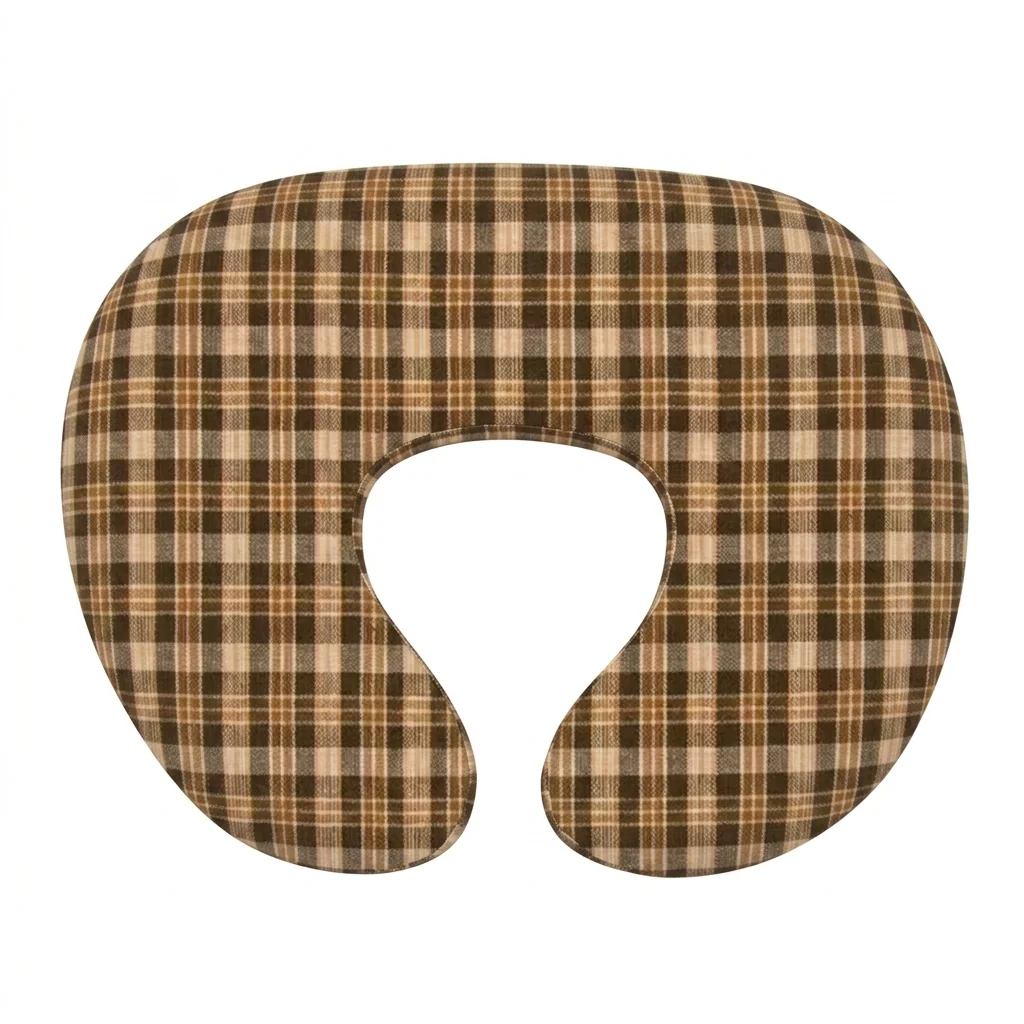 Brown Plaid Ruffle Nursing Pillow Cover