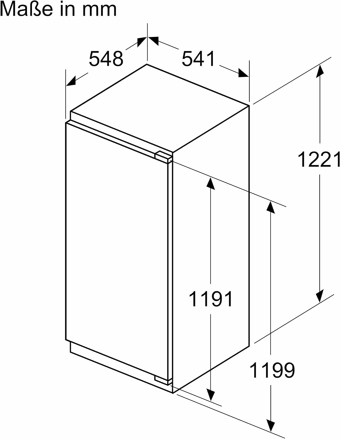 Bosch KIR41VFE0 Serie 4, Einbau-Kühlschrank, 122.5 x 56 cm Nische, 204 L, Flachscharnier, Made in Germany, FreshSense - konstante Innentemperatur, Multibox XXL- viel Platz für Obst und Gemüse, Weiß