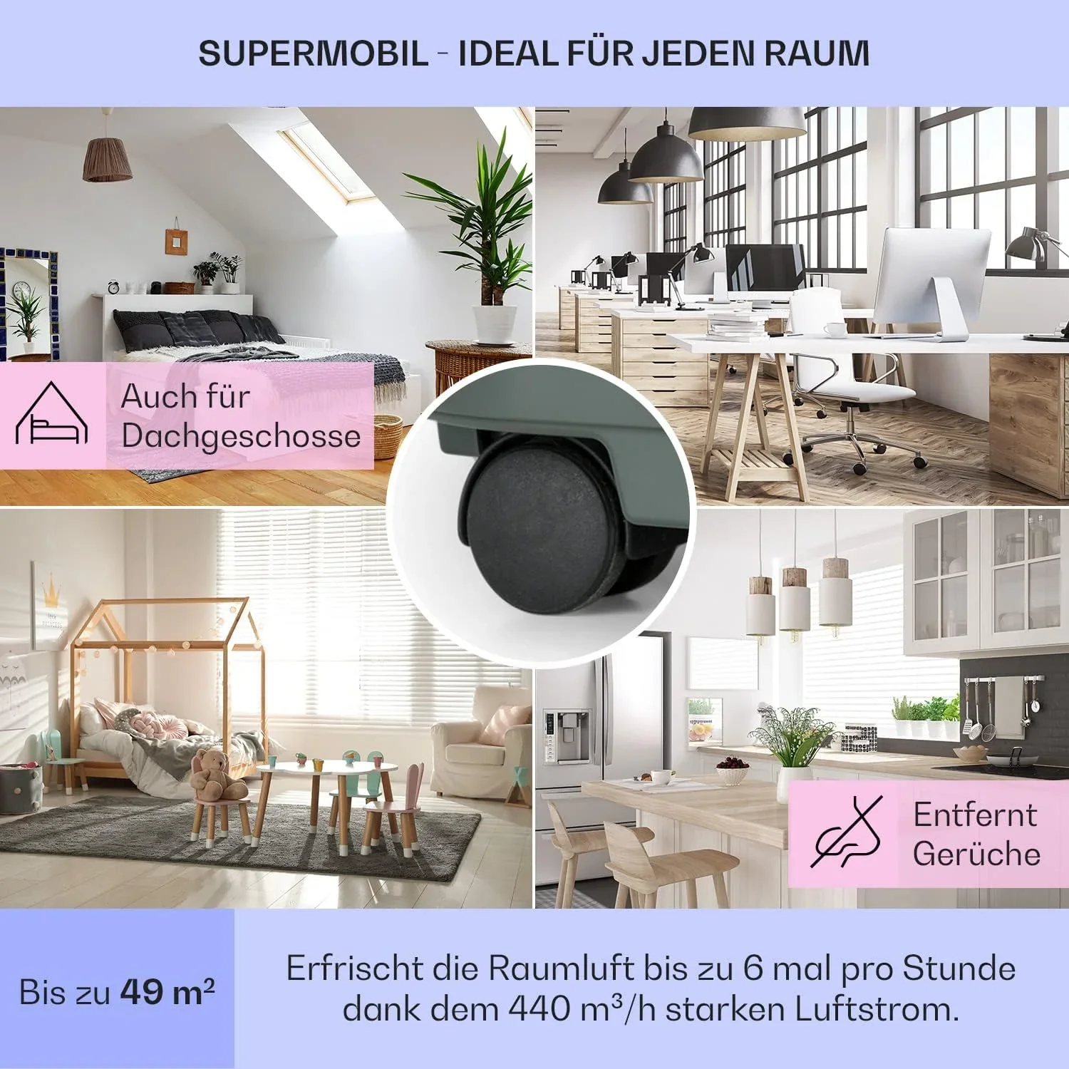 Klarstein Mobile Klimaanlage mit Abluftschlauch, 5-in-1 Klimager?t, Ventilator, Luftentfeuchter, Luftreiniger & Nachtmodus, App-Steuerung, Kleine & Portable, f��r Wohnung & B��ro, 12000 BTU