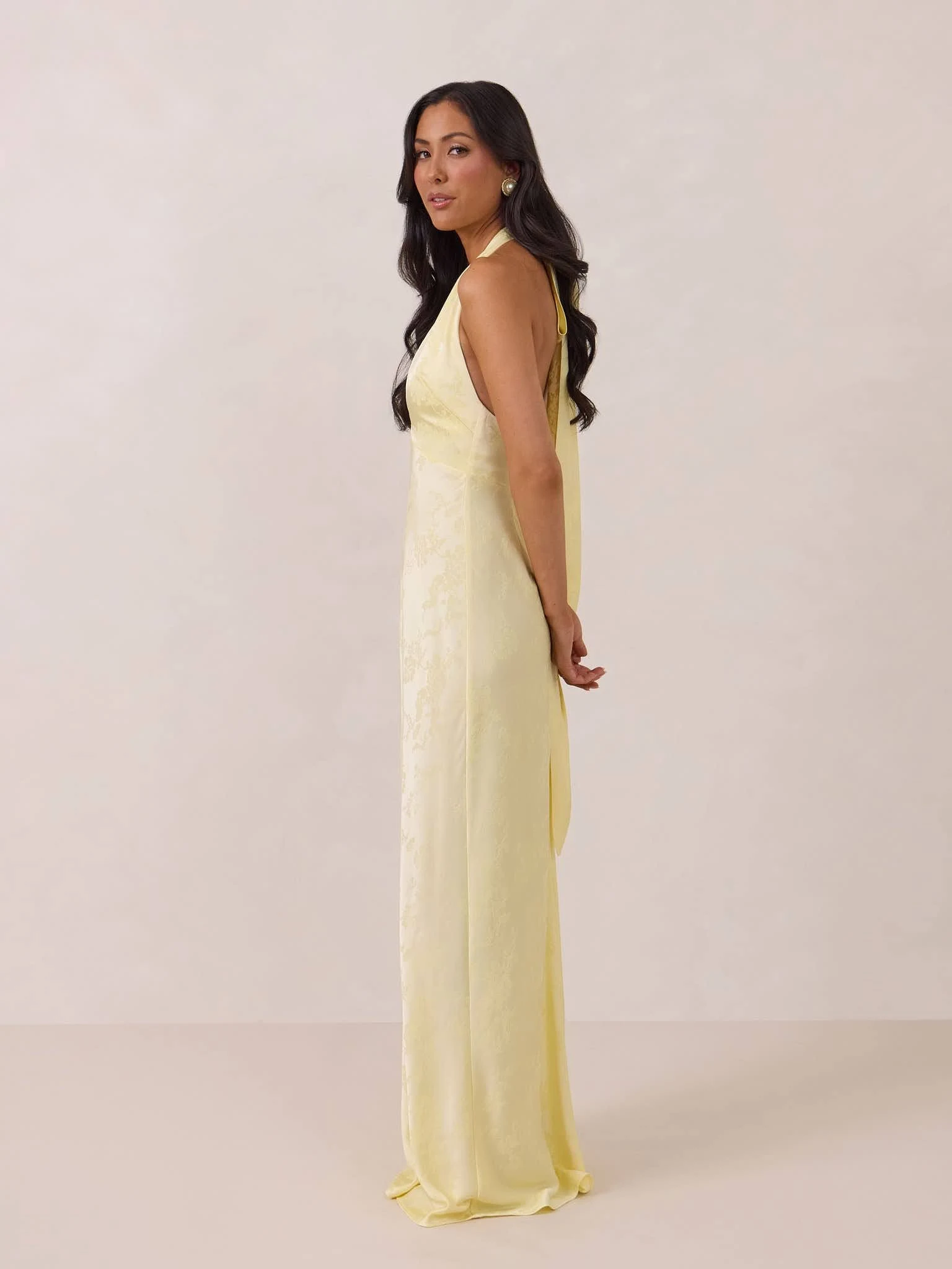park & fifth clothing co Empire Dress Jacquard Bridesmaid Dress Lined Open Back