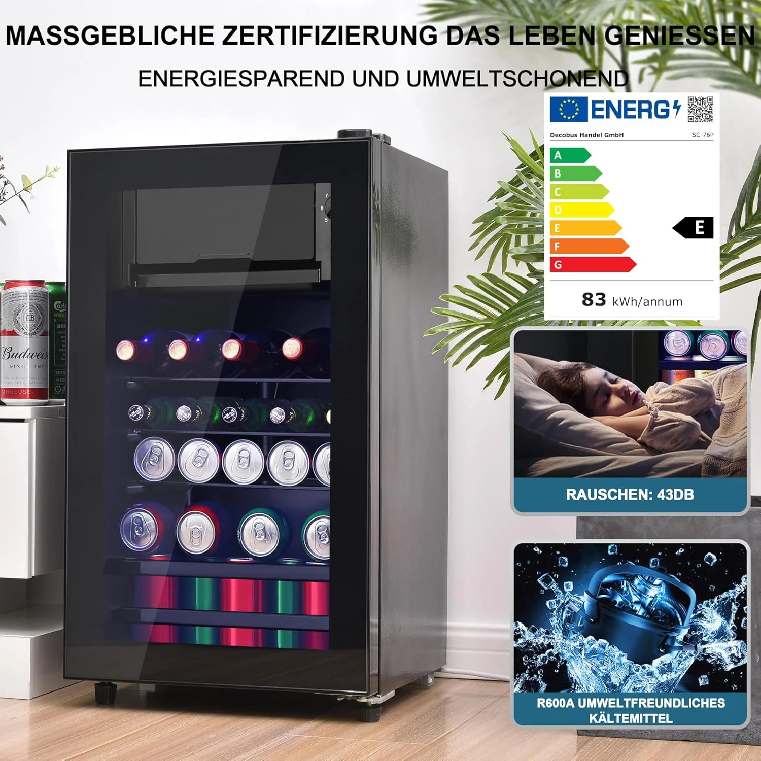 Merax Koelkast 128L, Vrijstaande Drankkoeler met 120L Koelruimte + 8L Vriezer, met LED Binnenverlichting en Verstelbare Legplanken, Superstil voor Restaurant, Bar, Drankjes en Bier